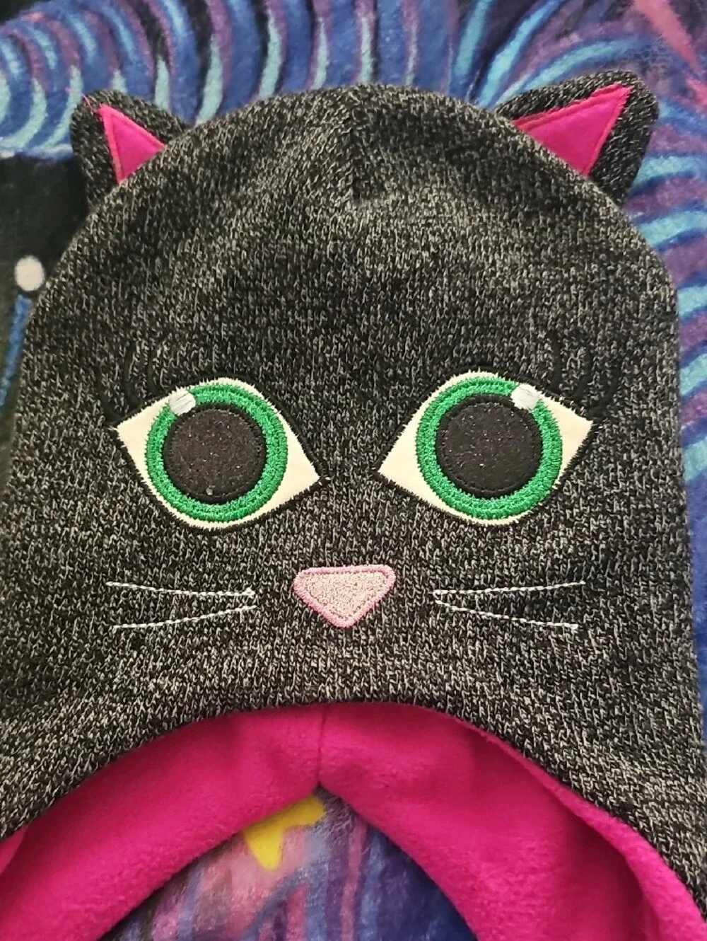 Kids Cat Ear Winter Hat & Glove Set - Pink Lining
